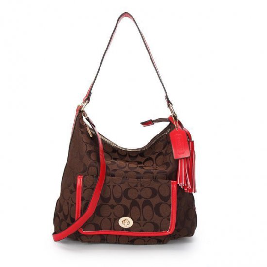 Coach Kristin In Signature Medium Coffee Shoulder Bags APN - Click Image to Close